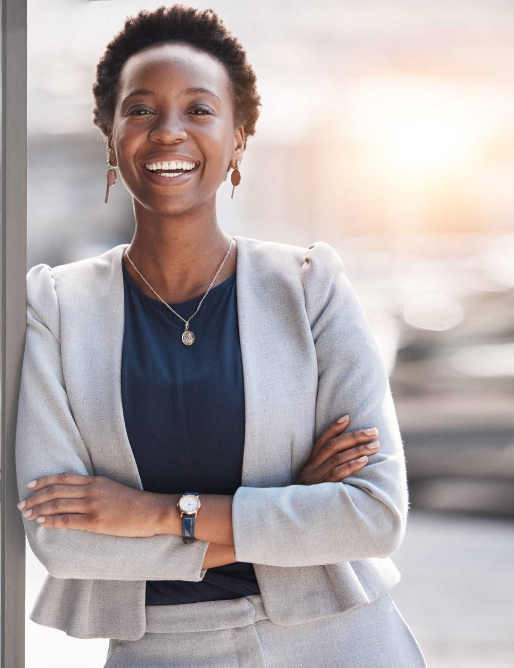 Smile, happy and portrait of black woman accountant confident and ready for finance company growth .